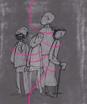 illustratie uit het boek Grijs aan Zet (Hans Vermandere - mmix)