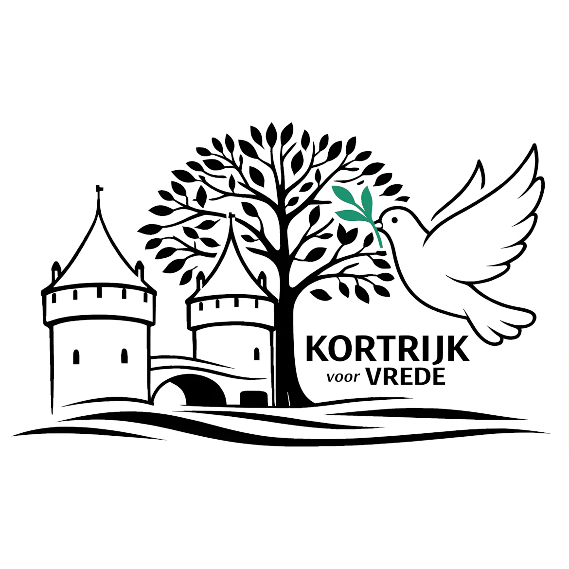Logo Kortrijk Voor Vrede ZWART